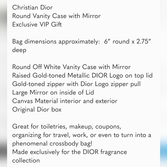 CD Dior Toiletry Pouch Vanity Travel Case Keepsake Box - Picture 7 of 7